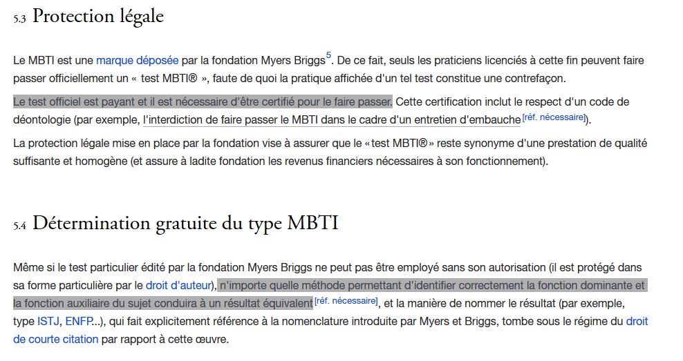 « Le test officiel est payant et il est nécessaire d'être certifié pour le faire passer … n'importe quelle méthode permettant d'identifier correctement la fonction dominante et la fonction auxiliaire du sujet conduira à un résultat équivalent »