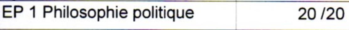 Bulletin de note : « Philosophie politique : 20/20 »