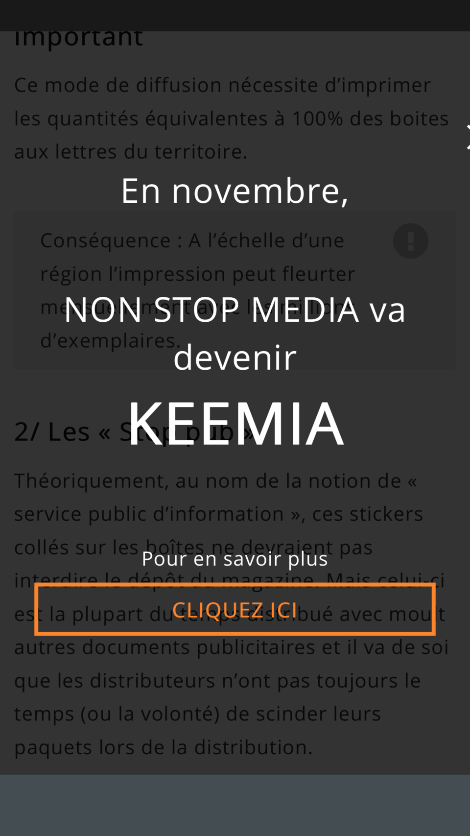 Page web avec une fenêtre modale impossible à fermer puisque le bouton se trouve hors-cadre